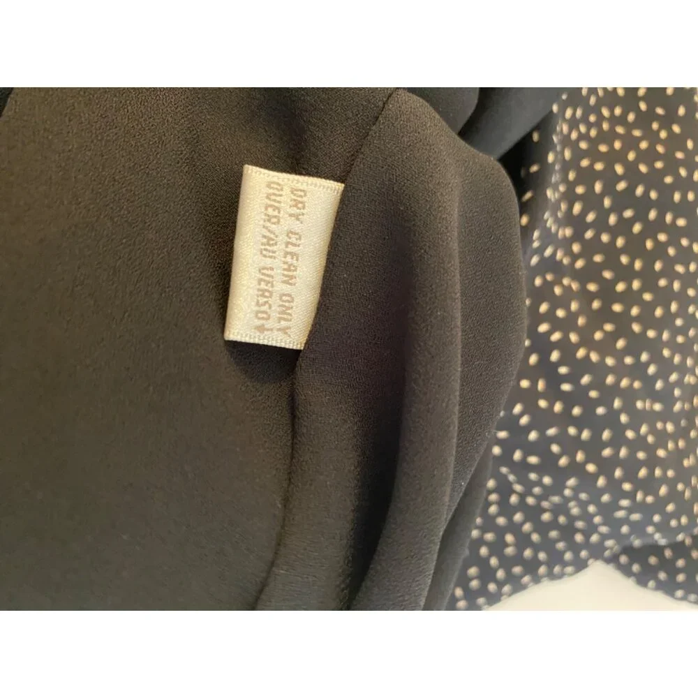 Dana Buchman Midi Dress Black White Dots Short Sleeve Collared Buttons up Silk - Picture 5 of 10